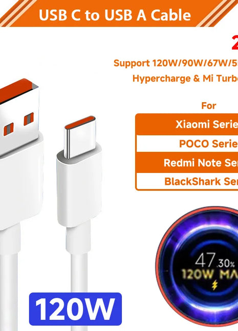120W 6A Type C Super Fast Charging Cable Data Cord For Redmi Note 14 13 Pro+ Mi 13T 12T 11T Pro POCO BlackShark 5 Quick Charging - Riparo82