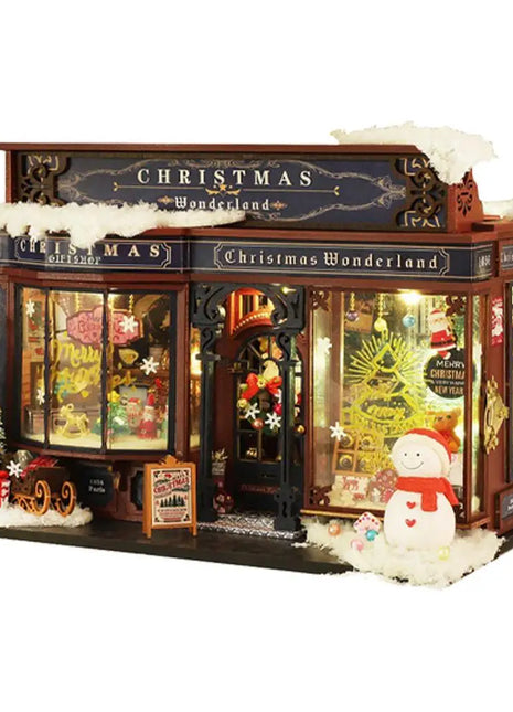 Kit casa delle bambole di buon Natale Kit piccola casa delle bambole Casa di Natale Miniature natalizie Kit casa delle bambole con albero di Natale e mobili