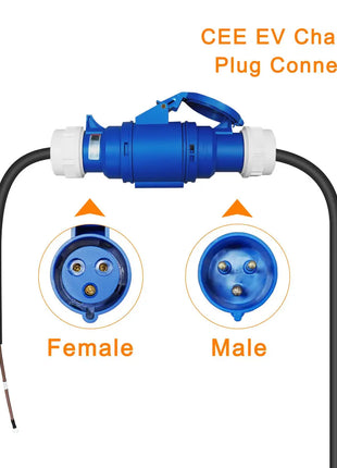 32A Blue CEE Socket to 16A EU Schuko Plug Adapter 7KW to 3.5KW Electric Vehicle Charging Adapter For EV Charger Portable - Riparo82