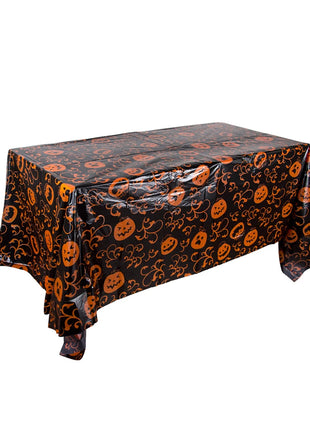 Halloween Decoration Tablecloth,Disposable Pumpkin Spider Web Bat Plastic Table Cover,Halloween Party Home Table Decor - Riparo82