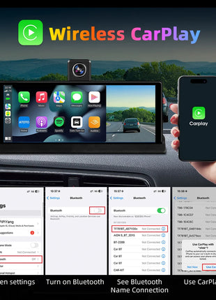 10.26" 4K Dash Cam Carplay Android Auto GPS 5G WIFI FM BT Car Dvr 350 ° Rotation Dual Lens Dashcam Truck Camera Drive Recorder - Riparo82