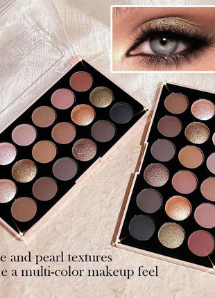 18-Color Eyeshadow Palette – Pearlescent, Matte, Fine Shimmer, Glitter, Earth Tones, Long-Lasting, High-Performance