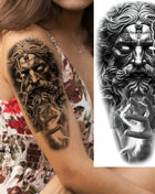 1 Sheet Full Arm Evil Witch Vampire Temporary Tattoos Sleeve Halloween Scary Skull Tatoo Waterproof Horrible Fake Tattoo Sticker - Riparo82