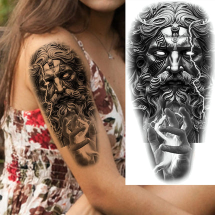 1 Sheet Full Arm Evil Witch Vampire Temporary Tattoos Sleeve Halloween Scary Skull Tatoo Waterproof Horrible Fake Tattoo Sticker
