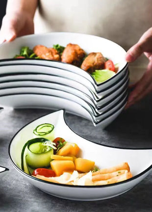 Set di stoviglie in ceramica per riunione da 5 pezzi Piatto caldo a forma di luna Combinazione flessibile di piatti in base al consumo alimentare - riparo82