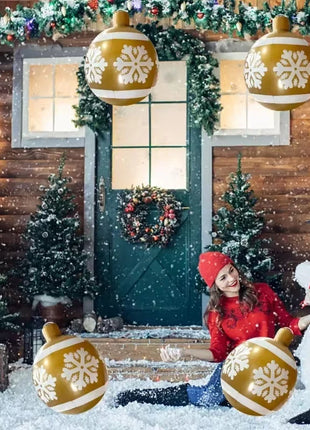 Ornamenti gonfiabili giganti della palla di Natale del PVC da 32 pollici Decorazioni grandi della palla di Natale del colpo all'aperto per gli ornamenti della festa di Natale - riparo82