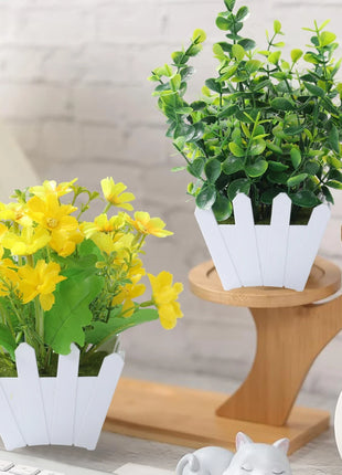 Artificial Plants Potted Green Bonsai Small Tree Grass Plant Pot Ornament Fake Flower for Home Garden Decor Wedding Party Decor