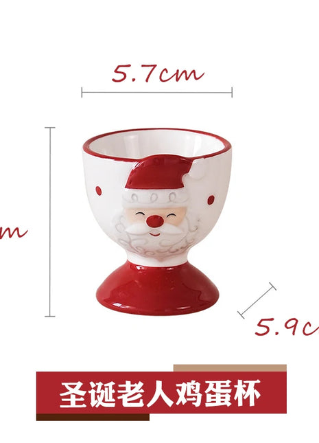 Set di stoviglie natalizie in ceramica dipinta a mano Simpatico piatto da bistecca natalizio Piatto piatto sottosmalto in rilievo - riparo82