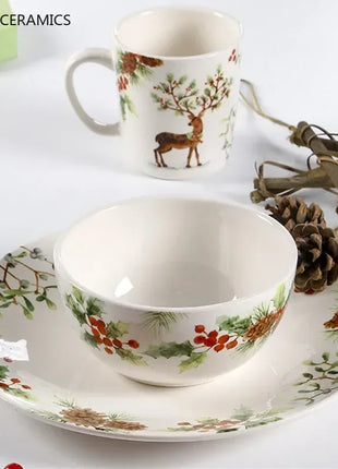 Squisita cena di Natale Piatti creativi Piatto da bistecca in ceramica Pasta sana sottosmalto Posate personalizzate Regalo Forniture da cucina - riparo82