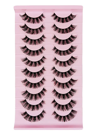 10 Pairs DD Curl Russian Strip Lashes Fluffy Volume False Eyelashes DD Curl Dramatic Messy Faux Mink Fake Lashes Make Up - Riparo82