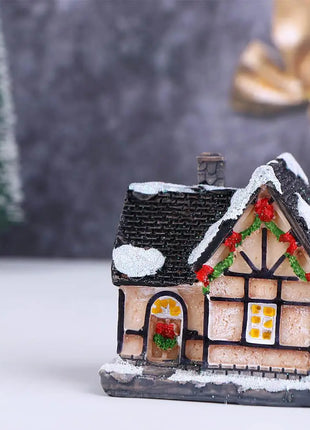Decorazioni per la casa Figurina di Capodanno Mini resina artigianale Decorazione natalizia luminosa Decorazione della casa del villaggio Luce a LED