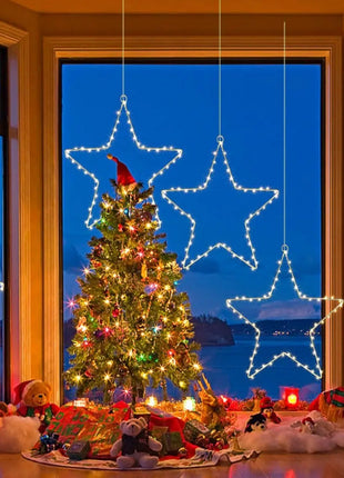 Confezione da 1/3 luci natalizie a stella in ferro a LED alimentate a batteria con telecomando 8 modalità lampade per la decorazione natalizia all'aperto per interni domestici