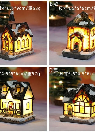 Natale Nuove decorazioni natalizie Piccola casa in resina Micro paesaggio Casa in resina Piccoli ornamenti Regali di Natale