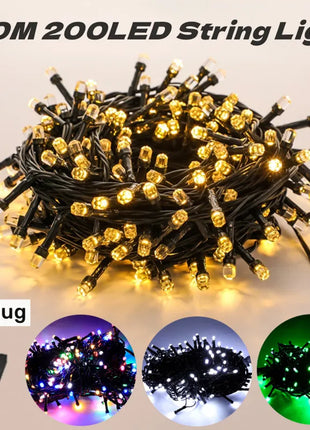 20M/Rotolo 200LED Esterno LED String Fata Luce Impermeabile Cavo Nero Spina UE Ghirlanda Lampada Natale Patio Decorazione del Giardino illuminazione - riparo82