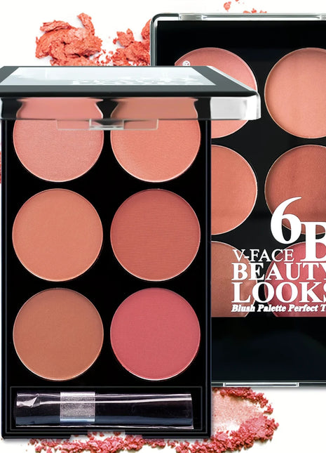 6-color blush and contouring all-in-one palette, pearlescent matte powder makeup palette - Riparo82