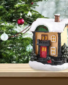 Resina natale LED scena luminosa casa della neve piccola casa del villaggio ornamento di natale decorazione bagliore regalo di capodanno 2023
