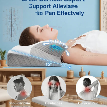 Cervical Support Pillow Memory Foam Neck Pillow for Pain Relief Non Collapse Ergonomic Pillow for Sleeping Travel Home Use