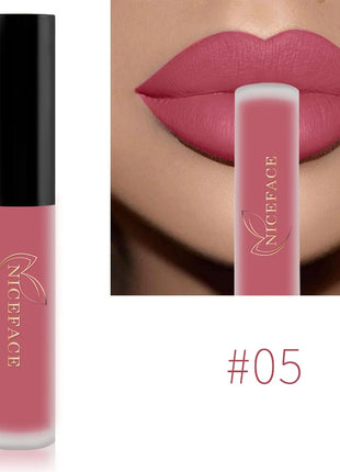NICEFACE Nude Liquid Lipstick Ultra Matte Velvet Long Lasting Women Beauty Red Nonstick Cup Waterproof Lip Gloss Lips Cosmetics - Riparo82