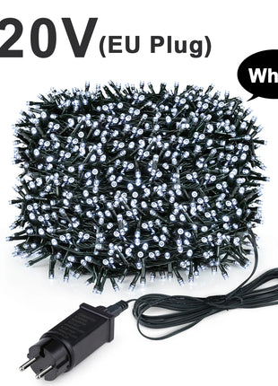 Luce natalizia per esterni Ghirlanda di Capodanno Lampada 100m 20m Scintillio LED String Vacanza Matrimonio Luci decorative adornos de navidad