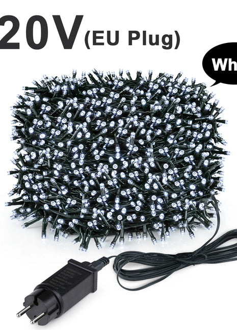 Luce natalizia per esterni Ghirlanda di Capodanno Lampada 100m 20m Scintillio LED String Vacanza Matrimonio Luci decorative adornos de navidad