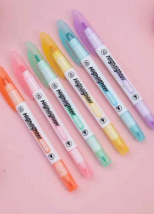 6 Colors/Set Unique Window Tip Highlighter Pen Double Head Pastel Color Midline highlighters Marker School Stationery Supplies