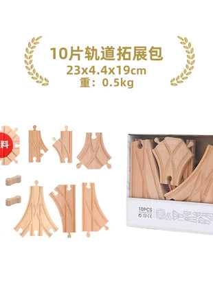 Set di binari ferroviari in legno Pacchetto di espansione Blocchi di costruzione fai-da-te Accessori Tracce adatte per binari in legno Biro Giocattoli educativi per bambini - riparo82