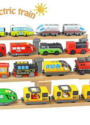 Locomotiva in legno Magnetic Electric Car Train Toys Fit Biro wood Diecast Slot Train Track Railway Educational Toys For Kids