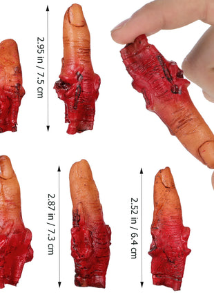 10pcs Fake Fingers Realistic Severed Horror Prank Scary Lifelike Bloody Halloween Props Haunted House Party Supplies Dark Red - Riparo82