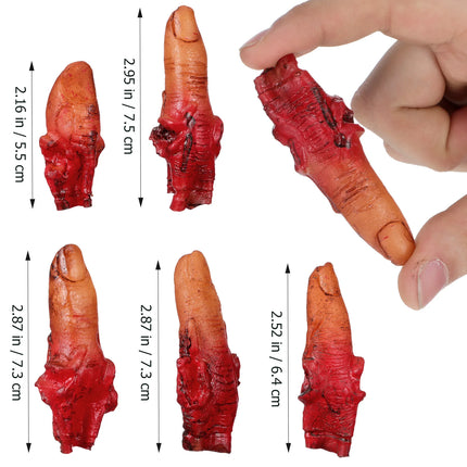 10pcs Fake Fingers Realistic Severed Horror Prank Scary Lifelike Bloody Halloween Props Haunted House Party Supplies Dark Red