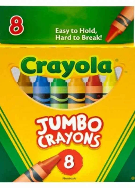 Crayons available in 8 classic colors. Each crayon has a thick barrel that is easy for little hands to hold.