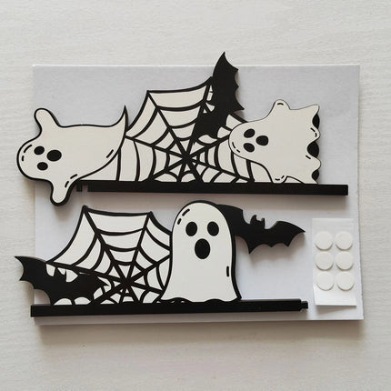 Halloween wooden door frame decoration, door corner bat ghost decoration