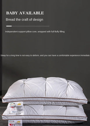 Soft Pillows White Goose Down Feather Pillows for Sleeping Neck Protection Bed Pillows with 100% Cotton Cover - Riparo82