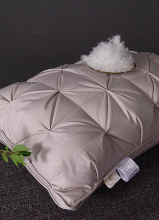Luxury 100% Goose Down Feather Stuffed Pillows Pinch Pleat Design Neck Protection Bed Pure Cotton Cover Cushion for Sleeping - Riparo82