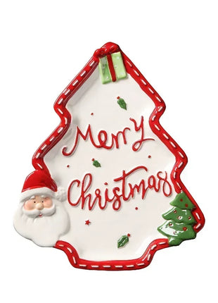 Piatto in ceramica tridimensionale dipinto a mano in pino di Babbo Natale Stoviglie da dessert per colazione natalizia Design unico di frutta - riparo82