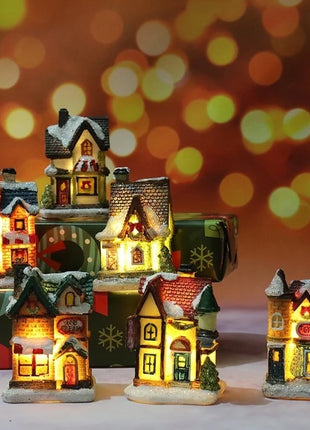 Natale Nuove decorazioni natalizie Piccola casa in resina Micro paesaggio Casa in resina Piccoli ornamenti Regali di Natale