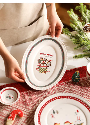 Posate natalizie Simpatico piatto Dim Sum in ceramica Piatto alimentare occidentale Regalo di Natale creativo - riparo82