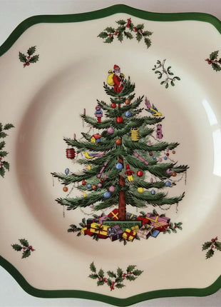 Classic Green Edge Series Christmas Set Size Plate Square Plate Size Bowl Fish Dish Coffee Set - riparo82