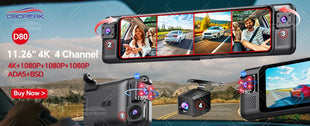 11.3" Dash Cam 4K Car Mirror Wireless Carplay Android Auto Multimedia Player GPS WiFi Universal Black Box Rearview Camera AUX BT - Riparo82
