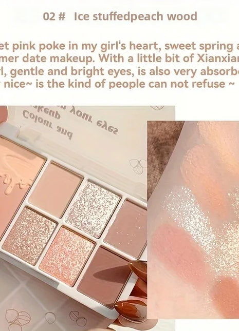7 Color 2-in-1 Eyeshadow And Blush Palette - Oat Milk Tea Nude Chestnut Matte Shimmer Waterproof Long-Lasting Makeup - Riparo82