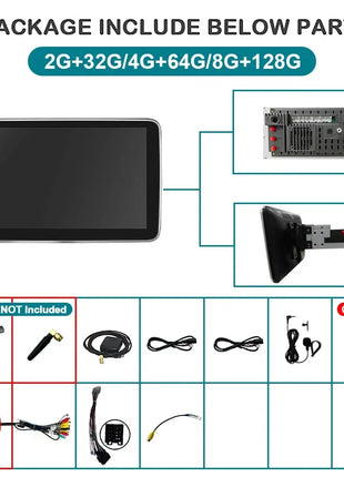 10 inch 2 DIN Android 14 Universal Multimedia Video Player, Car Radio, Wireless carplay android auto WiFi, GPS, Bluetooth, Audio - Riparo82