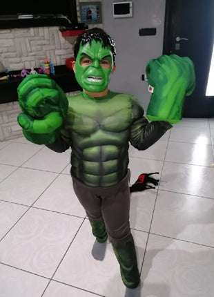 Nuovi ragazzi Hulk Costume da supereroe Hulk Cosplay Tuta muscolare Guanti Vestito Ragazze Costumi di carnevale di Halloween