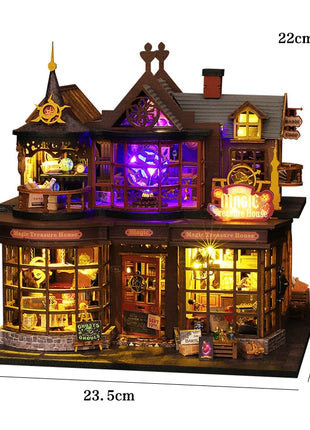 Fai da te in legno caldo Natale Lodge Casa Case delle bambole Kit modello in miniatura Casa delle bambole con mobili Luci a LED per regali di amici