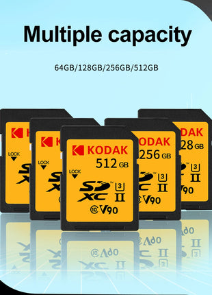 Scheda SD Kodak V90/V60/V30 Scheda di memoria per fotocamera professionale Velocità di lettura fino a 280 MB/s 128 GB 256 GB 512 GB SDXC UHS II Supporto 4K 8K