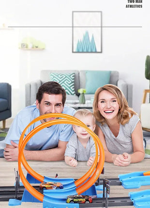 Hot Stunt Speed Car Wheels Modello Pista da corsa Kit ferroviari assemblati fai-da-te Catapulta Rail Car Racing Boy Giocattoli per bambini Regalo - riparo82