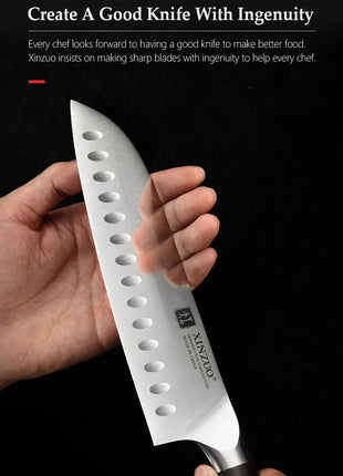 XINZUO Premium Modern 1-8PCS Din 1.4116 Stainless Steel Chef, Santoku, Utility & Paring Knife Set with Black - Riparo82