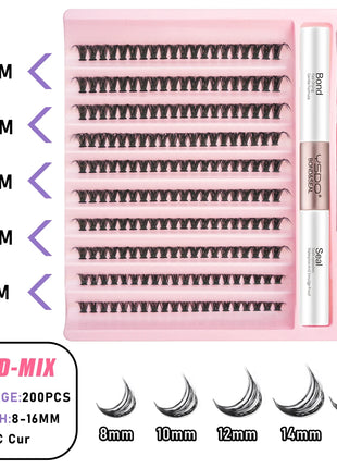 10D/20D/30D Fake Eyelashes Extensions Kit Lash Bond and Seal False Eyelashes Makeup Set DIY Long Lashes Clusters Make up Tool - Riparo82