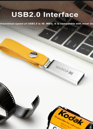 KODAK USB 2.0 Flash Drive 128GB 64GB 32GB Pen Drive impermeabile Mini Memory Stick in pelle metallo U Disk