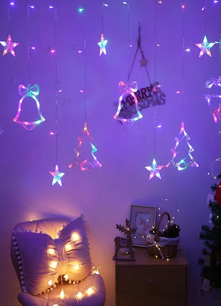 220V Spina UE Natale Cervo Campana Sta Tenda Luci della stringa LED Ghirlanda Lucine Decorazione natalizia per la decorazione della festa nuziale