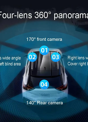 Dashcam Car Front and Rear 1080P 2inch IPS4-Channel Recording Video Recorder Car 4 Cameras Night Vision Recorder Black Box - Riparo82