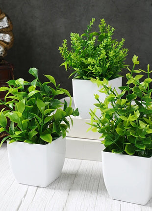 Artificial Plants Potted Green Bonsai Small Tree Grass Plant Pot Ornament Fake Flower for Home Garden Decor Wedding Party Decor